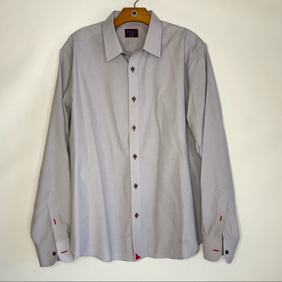 Untuckit Mens Gray Long Sleeve Button Up Dress Shirt Size XL - Picture 1 of 7